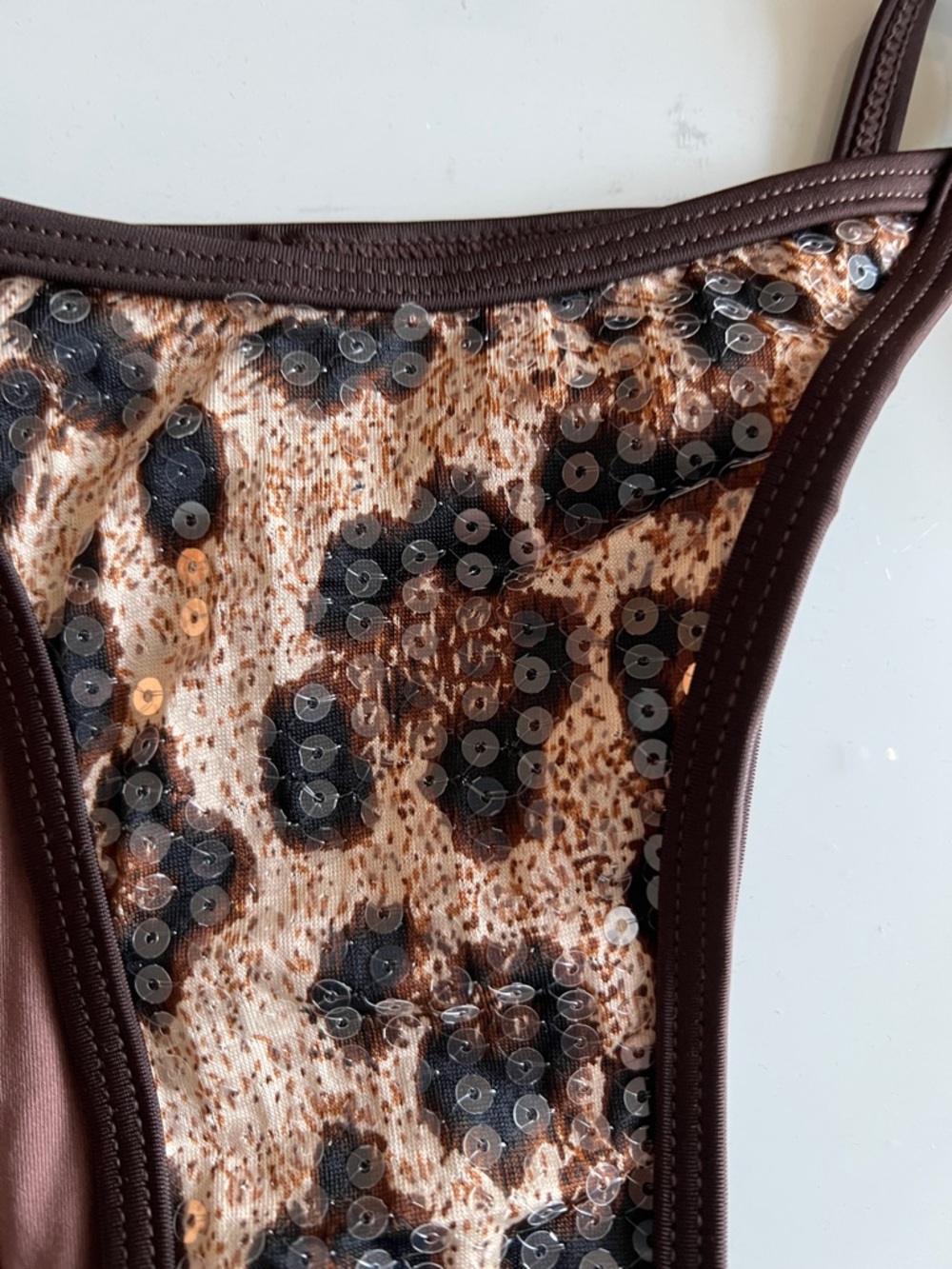 Brown Sequin Leopard Tie-Side Bikini - Women - Picture 4 of 8